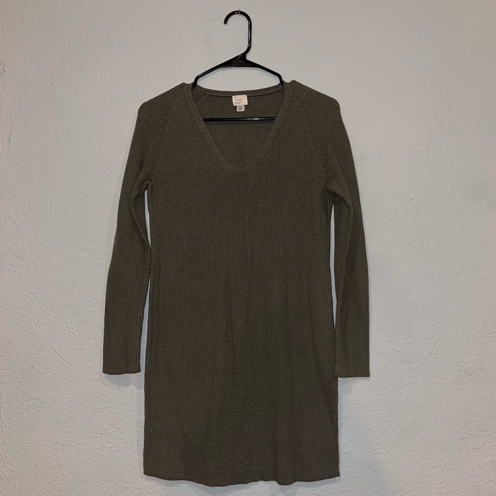 A New Day Target Dark Green Tunic Ribbed Sweater Dress
